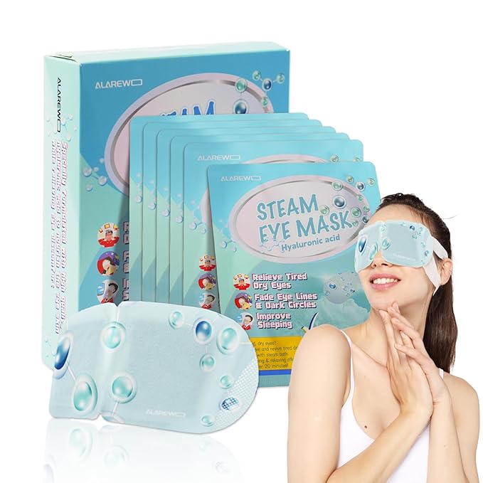 Steam Eye Mask Hyaluronic Acid Formula Self Heating Moist Eye Compress Disposable SPA Warm Eye Mask 5 Packs for Dry Eye, Eye Fatigue, Soothing Headache Travel Trouble Sleeping-BrightBean Baby