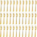 Pleafind 36 Pieces Gold Dinner Forks Set (8 inch), Forks Silverware, Mirror Polished Fork Set, Small Forks for Home, Kitchen, Restaurant, Dishwasher Safe