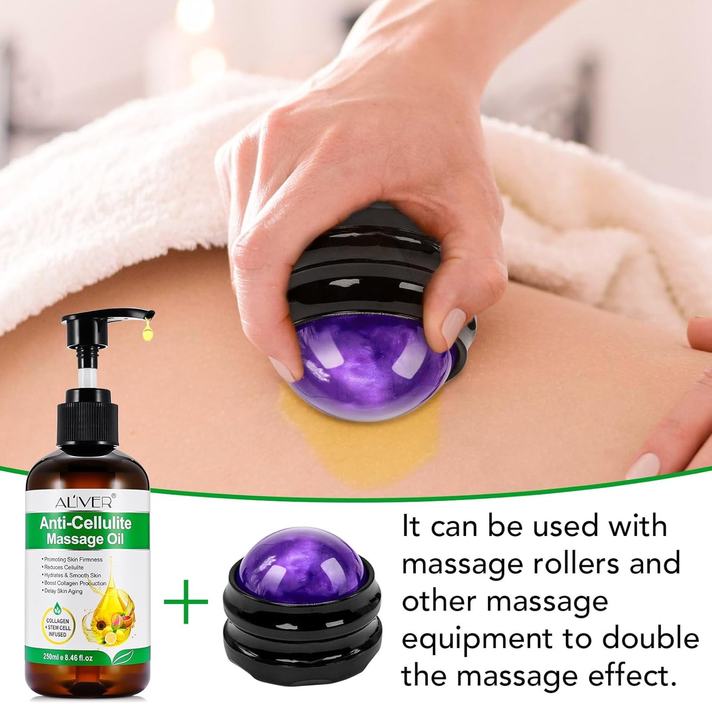 Body Oil Naturals Anti Cellulite Massage Oil, for Skin Tightening, Massage Oil for Massage Therapy Assists with Firming, Moisturizes Skin -8.46 fl.oz-BrightBean Baby