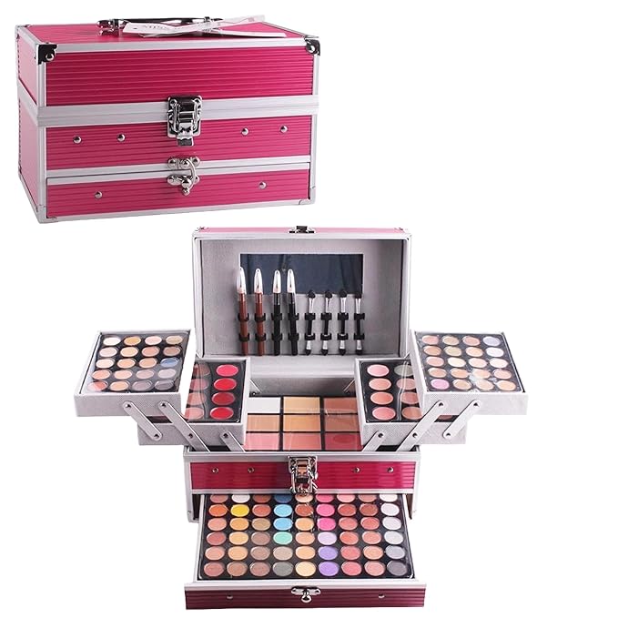 SAMIK 132-Color All-in-One Makeup Kit for Women - Complete Set with Palettes, Contouring, Concealer, Face Powder, Lipgloss, Blusher, Contour, Eyeliner, and Eyebrow Powder in Carry-All Trunk-BrightBean Baby