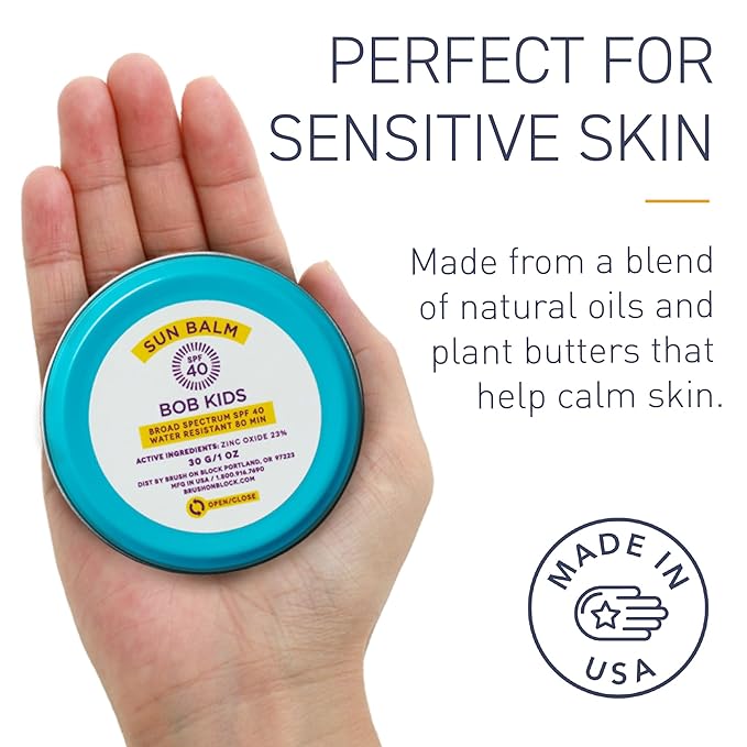 BOB KIDS Balm, SPF 40 Broad Spectrum Mineral Sun Protection, Hydrating, Perfect for Winter and Water Sports, Safe for Sensitive Skin, For All Ages-BrightBean Baby
