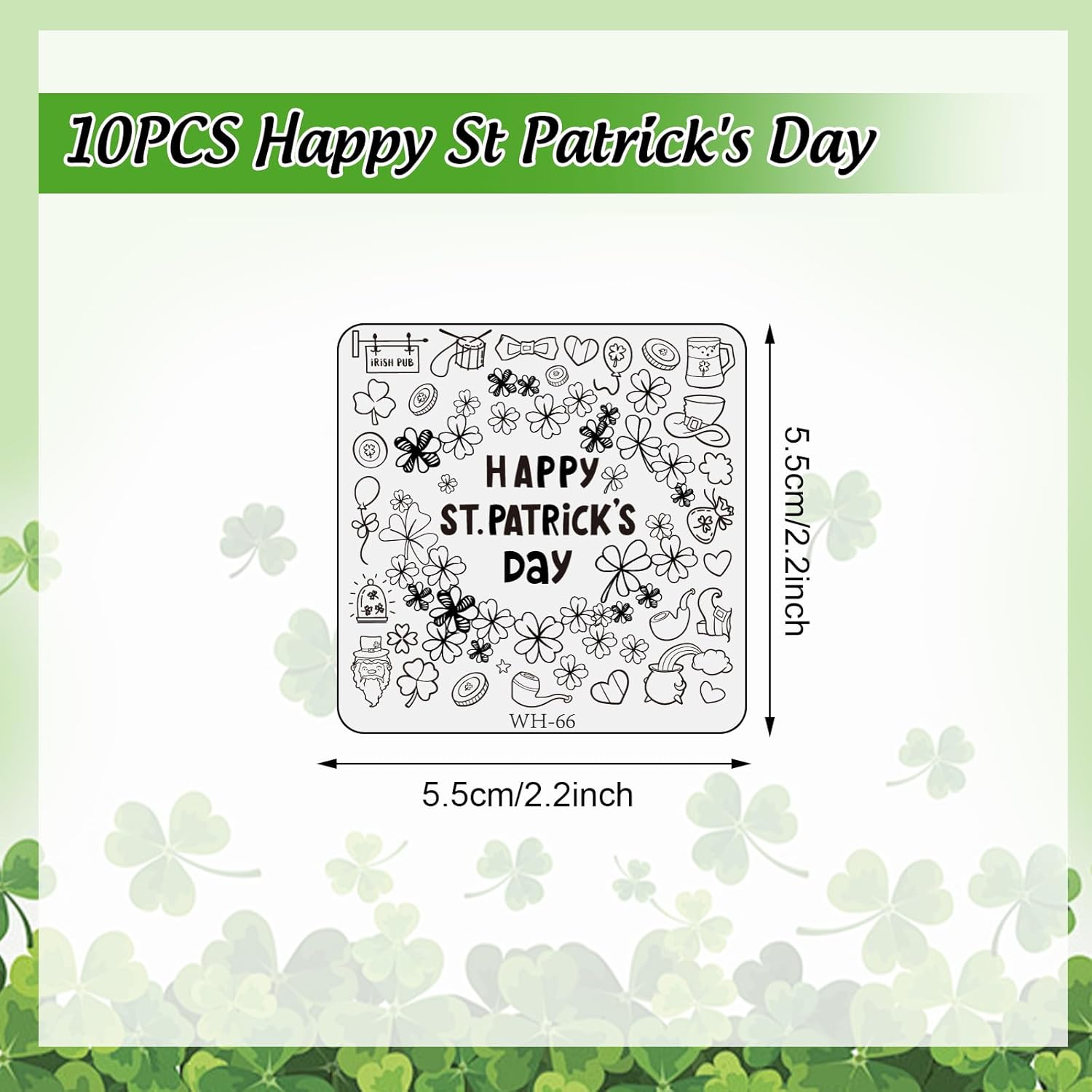 Whaline 10Pcs St. Patrick's Day Nail Art Stamping Plates Kit Shamrock Gnome Image Stamp Templates Irish Nail Art Plates for Holiday DIY Print Manicure Salon Design Gift-BrightBean Baby