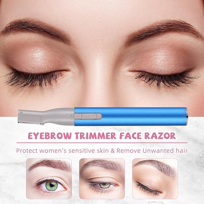 Chumia 2 Pcs Electric Eyebrow Trimmer Women Precision Face Razors Mini Shaver with Comb Christmas Women Gift Battery Operated Personal Epilator for Face Neck Fuzz Lips Leg(Red, Blue)-BrightBean Baby