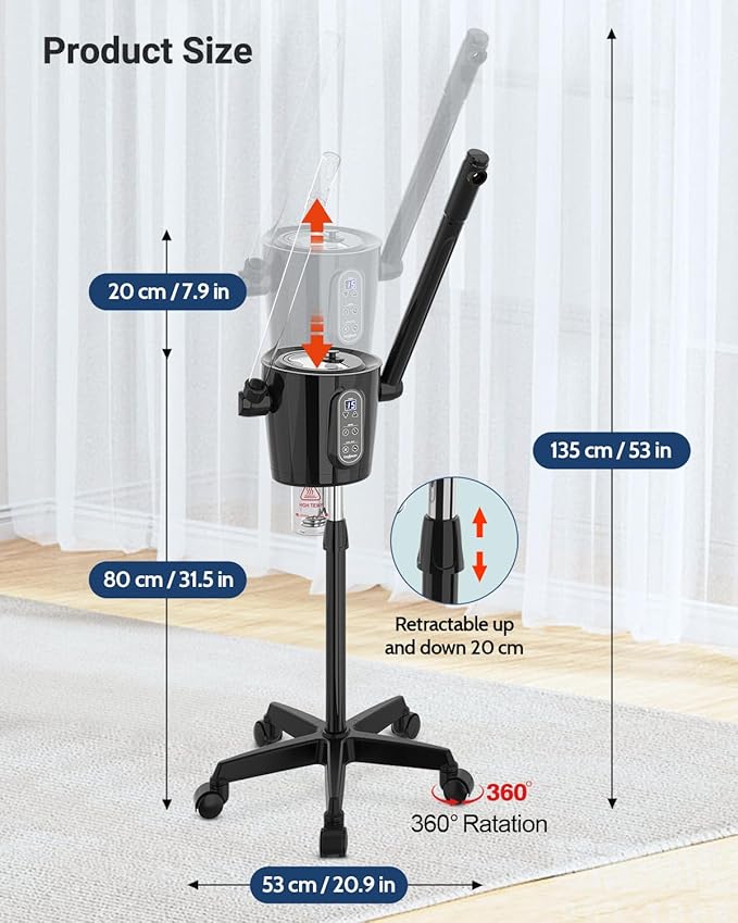 Kingsteam 2-in-1 Hot & Cold Facial Steamer with Ozone & Ionic Technology,Deep Cleansing & Moisturizing,30-Min Timer,Large Water Tank for Professional Estheticians, Beauty Salons & Home Use-BrightBean Baby