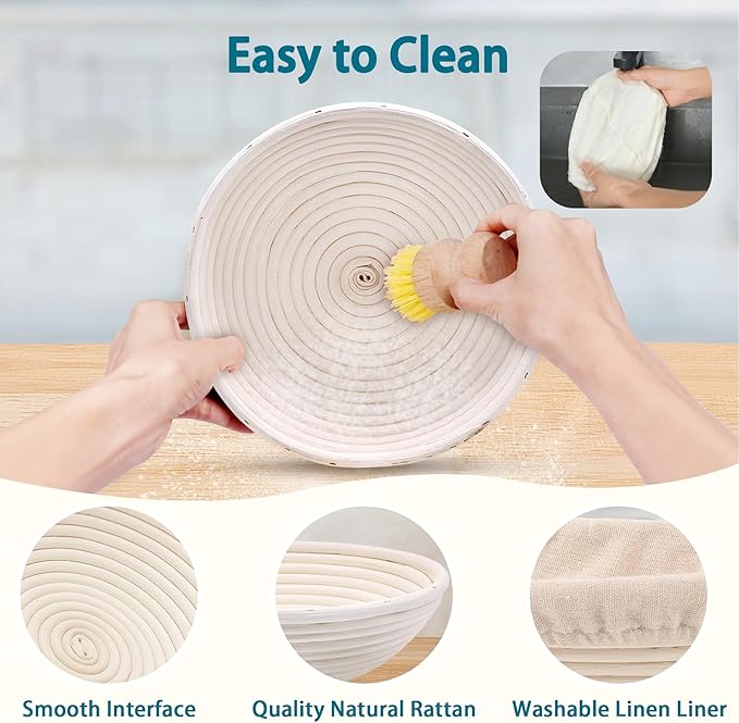 Aliggbent 28Pcs Sourdough Bread Baking Supplies, 10'' Round & 10'' Oval Banneton Bread Proofing Baskets with Liners, Starter Bread Making Tools Kit Proofing Bowls for Sourdough Rising and Baking