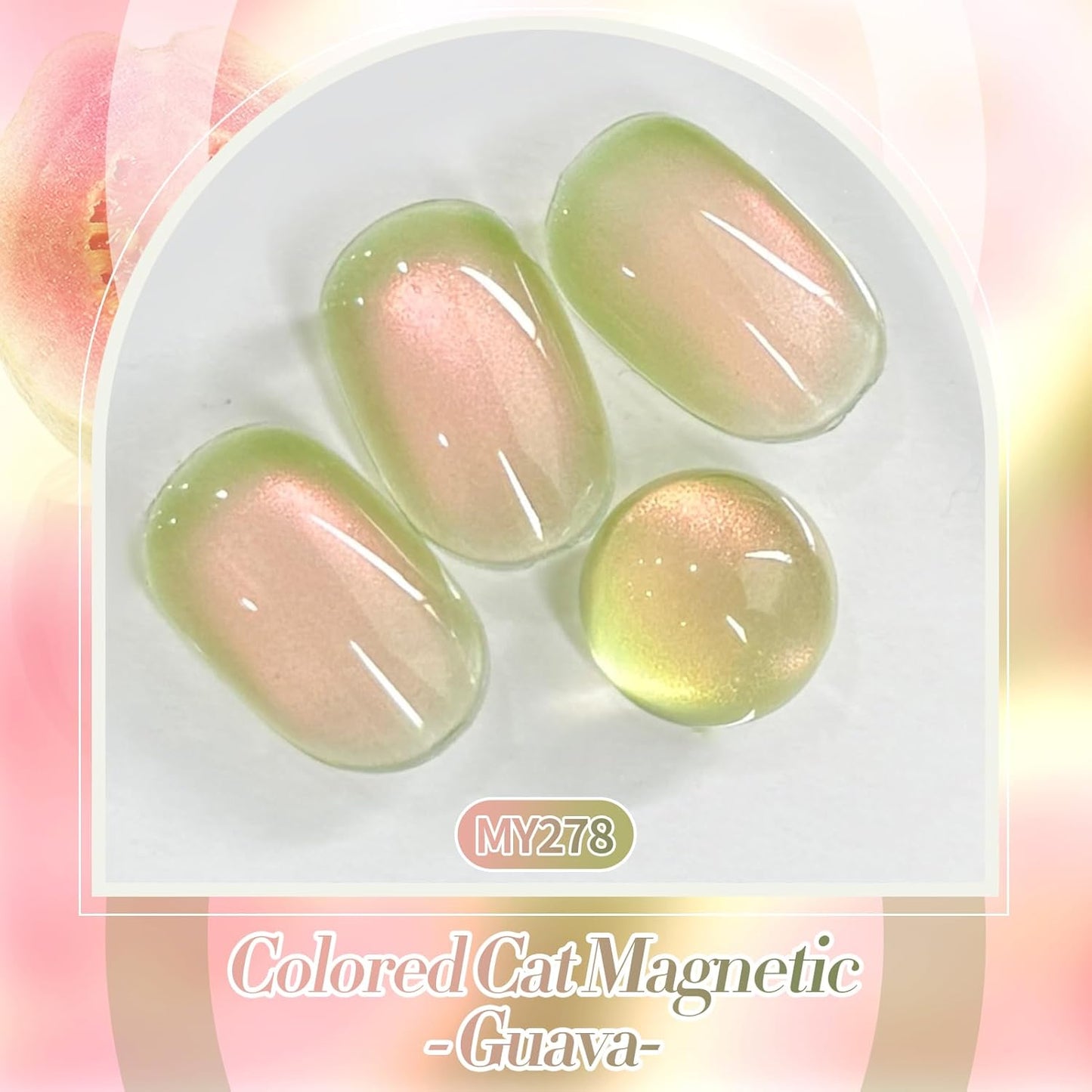 BORN PRETTY Cat Magnetic Eye Gel Nail Polish,Sweet Guava Green Pink Magnetic Gel Polish Manicure Nail Art DIY 15ml-BrightBean Baby