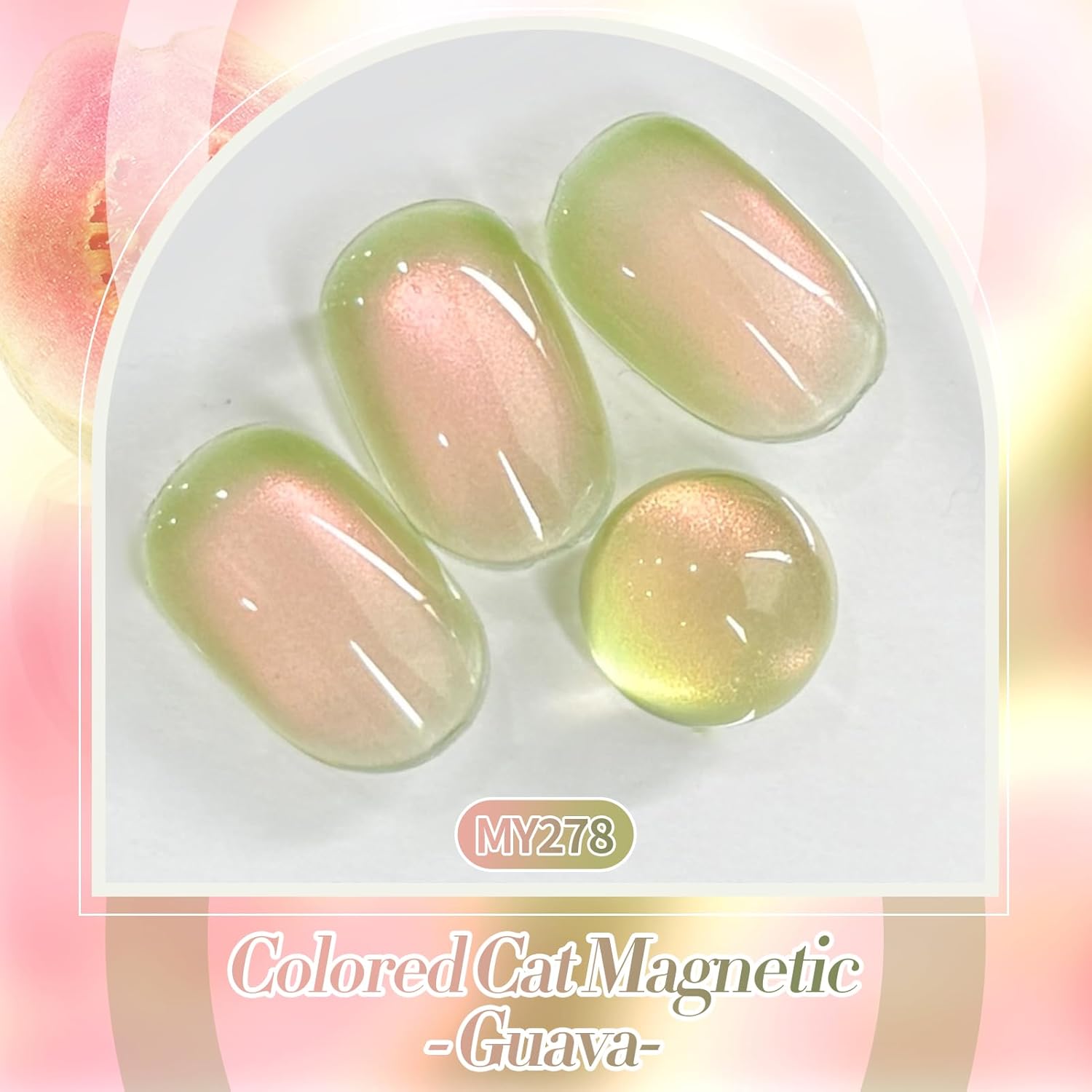 BORN PRETTY Cat Magnetic Eye Gel Nail Polish,Sweet Guava Green Pink Magnetic Gel Polish Manicure Nail Art DIY 15ml-BrightBean Baby