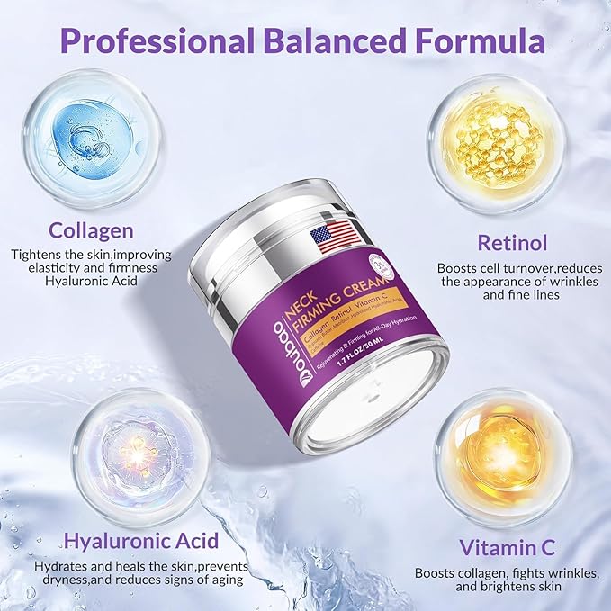 Advanced Neck Firming Cream – 3% Retinol & Hyaluronic Acid for Wrinkle Reduction, Lifting & Skin Tightening – Anti-Aging Moisturizer for Face, Neck & Décolleté – Deep Hydration, 1.7 FL OZ-BrightBean Baby