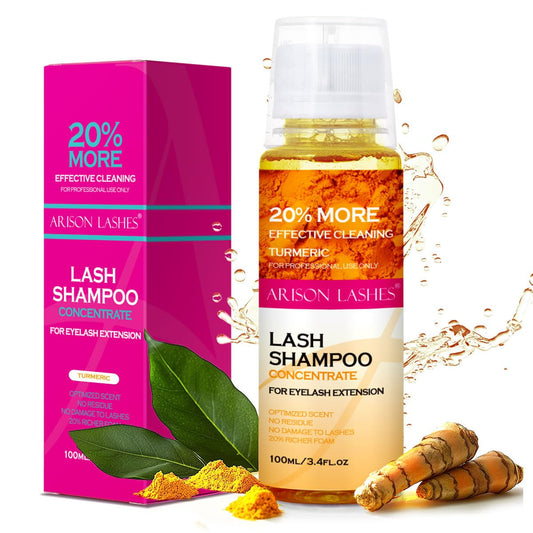 ARISON LASHES Lash Shampoo Concentrate for Lash Extensions 100ML Eyelash Cleanser Concentrate Oil-Free Eyelash Extension Shampoo with Salon Home Care(Turmeric)-BrightBean Baby