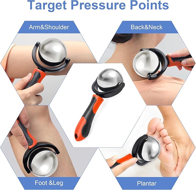 Cold Massage Roller Ball, Cold Therapy Relief, Portable Fitness Ice Roller Ball with Handle, Great Tool for Back/Neck Pain (Orange)-BrightBean Baby