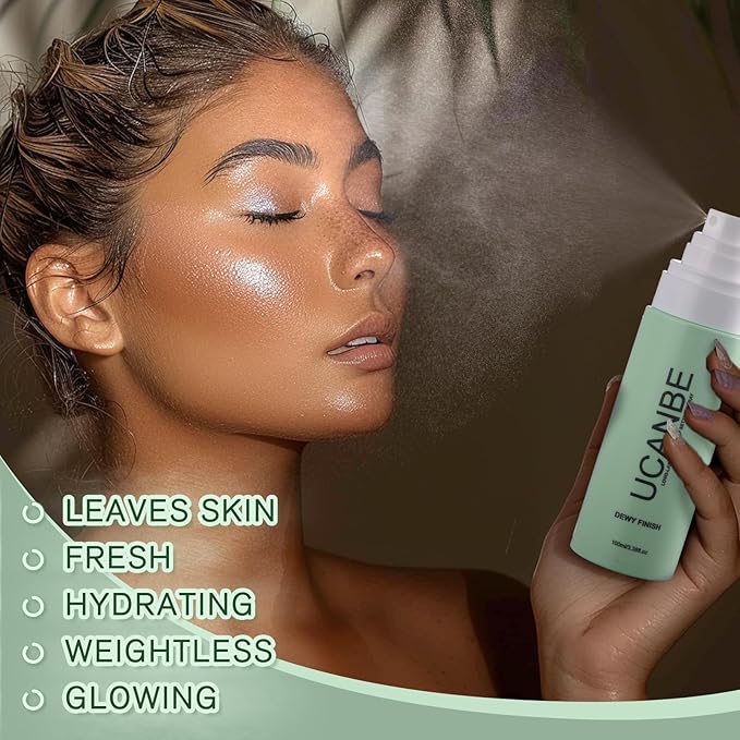 UCANBE Makeup Setting Spray, Dewy Finish Long Lasting Make Up Spray, Hydrating, Fast Drying Face Mist for Natural Glow, 3.38 fl oz-BrightBean Baby