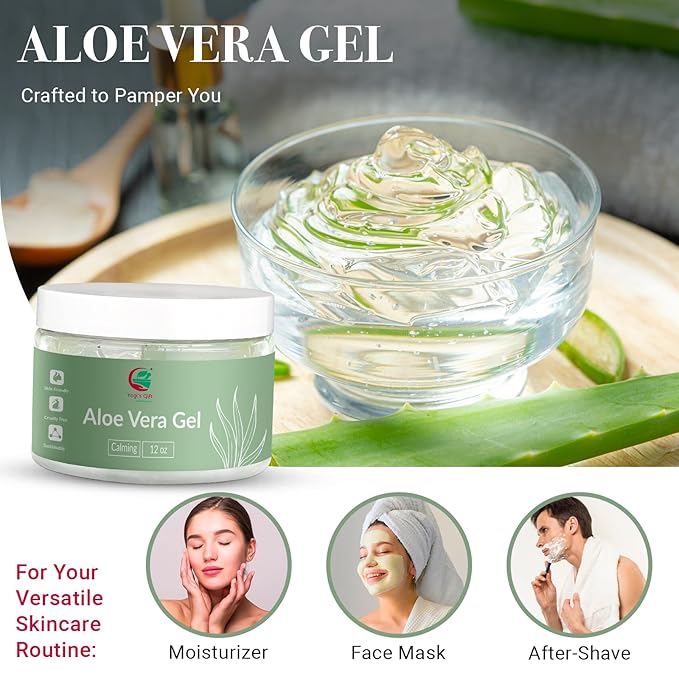 Aloe Vera Gel 12 oz | Unscented | For Face, Scalp & Hair | by Yogi’s Gift®-BrightBean Baby