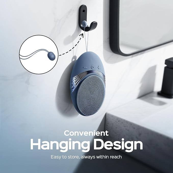 COSLUS Silicone Face Scrubber for Men: 5 Cleansing Modes Facial Cleansing Brush for Beard Care, Sensitive Skin - Deep Cleansing & Gentle Exfoliating, Waterproof Portable for Shower & Travel, Navyblue-BrightBean Baby