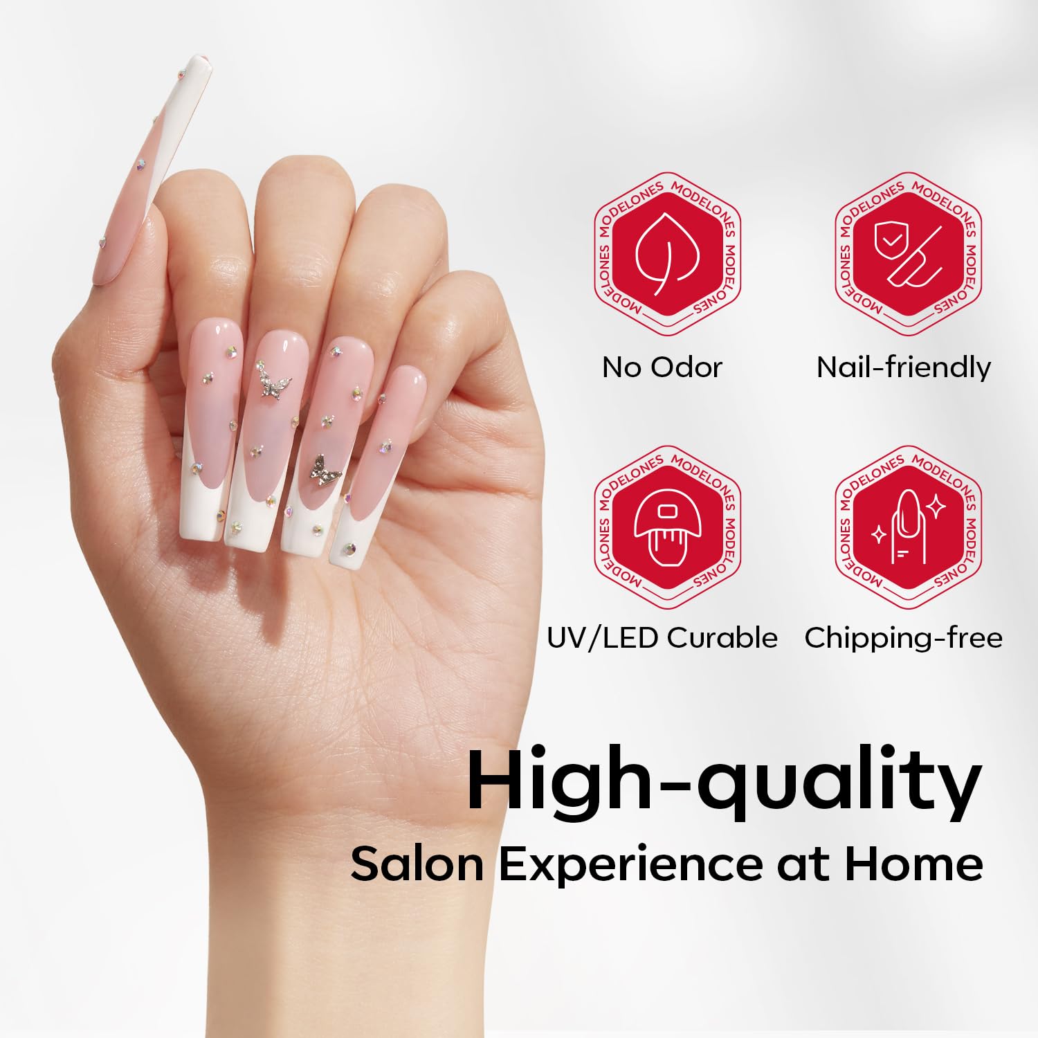 modelones Long Square Nail Tips, 2XXL Straight No C Curve Half Cover Soft Gel Tips Pre-shaped Acrylic Fake Nails False Clear Press on Extension Gel Kit Manicure DIY at Home 216PCS 12Sizes-BrightBean Baby