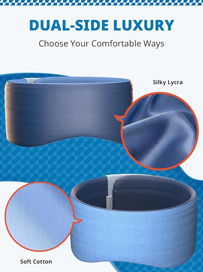 Sleep Mask, Eye Mask for Sleeping, Upgrade Ultra-Soft Blackout Eye Cover for Women Men, Wider Adjustable Strap for Side Sleeper, Travel, Nap, Yoga, Relief Eye, Blue-BrightBean Baby