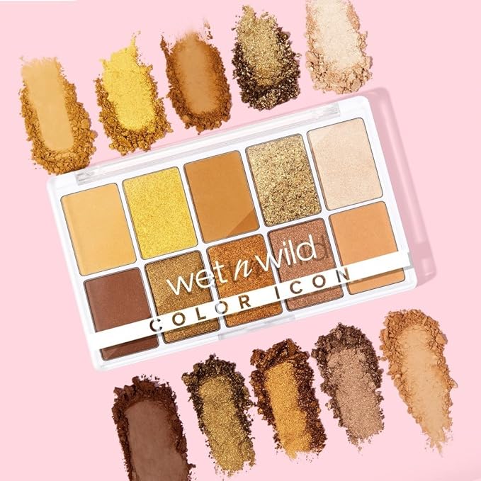 wet n wild Color Icon 10-Pan Eyeshadow Makeup Palette, Yellow Call Me Sunshine, Long Lasting, Shimmer, Metallic, Glittery, Matte, Rich Smooth Pigment, Cruelty Free-BrightBean Baby