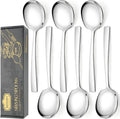 6 Piece Stainless Steel Serving Spoons Set - 6 Large Spoons, 9.2-Inch, Dishwasher Safe, for Parties/Kitchen/Buffet/Catering