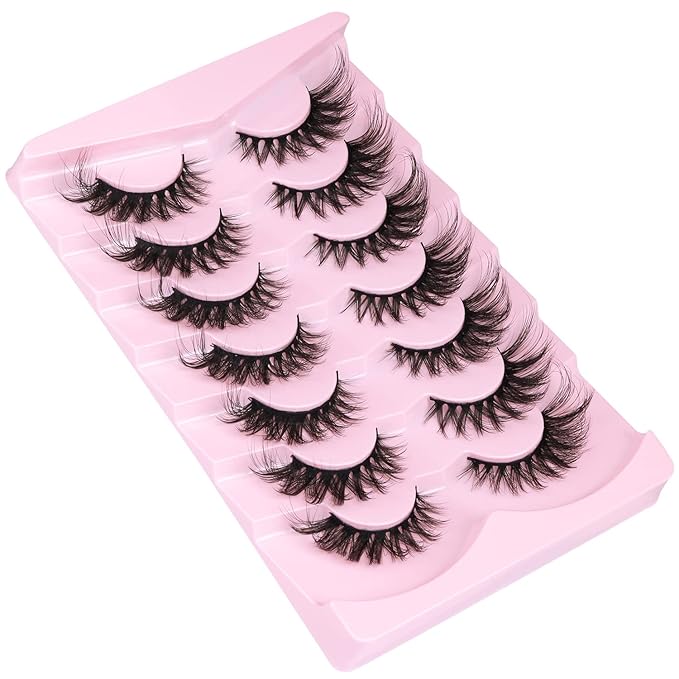 Fox Eye Lashes Faux mink Eyelashes Wispy Cat Eye Long False Eyelahses Dramatic Cross Full Volume Strip Lashes Pack 7 Pairs-BrightBean Baby