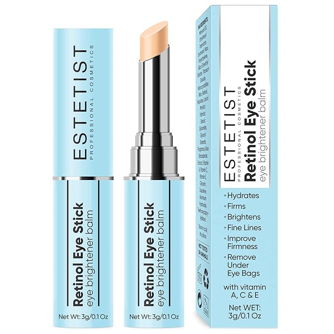 Retinol Eye Brightener Cream Stick, Vitamin C & E Enriched Under Eye Bags Care for Dark Circles, Puffiness & Anti-Aging, Hydrating Eye Balm for All Skin Types-BrightBean Baby