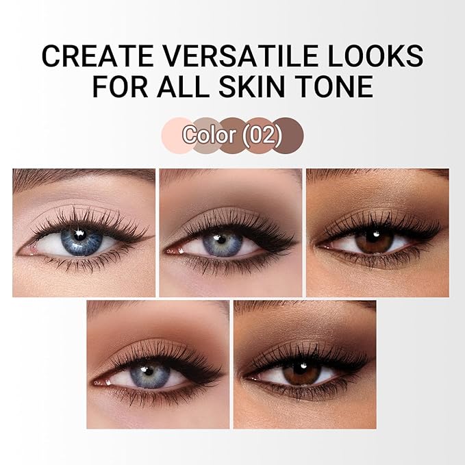 Erinde 5 Colors Matte Eyeshadow Palette Makeup, Neutral Nude Brown Light Brown Cool-Toned Taupe Eye Shadow, Long Wearing Waterproof Everyday Eye Makeup for Brown Eyes, 02-BrightBean Baby