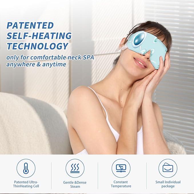 Steam Eye Mask Hyaluronic Acid Formula Self Heating Moist Eye Compress Disposable SPA Warm Eye Mask 5 Packs for Dry Eye, Eye Fatigue, Soothing Headache Travel Trouble Sleeping-BrightBean Baby