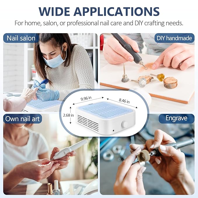 LIONVISON Nail Dust Collector for Salons: Manicure Pedicure Tool for Beginners DIY Nail Tech With Reusable Filter-BrightBean Baby