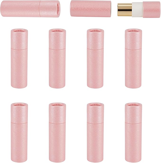 NICENEEDED 10 Pcs Paperboard Lip Balm Tubes, Refillable Paper Lipstick Tube, Round Cardboard Empty Lip Gloss Container Solid Perfume Tube Cosmetic Box for DIY Lip Gloss Balm and Chapsticks-BrightBean Baby