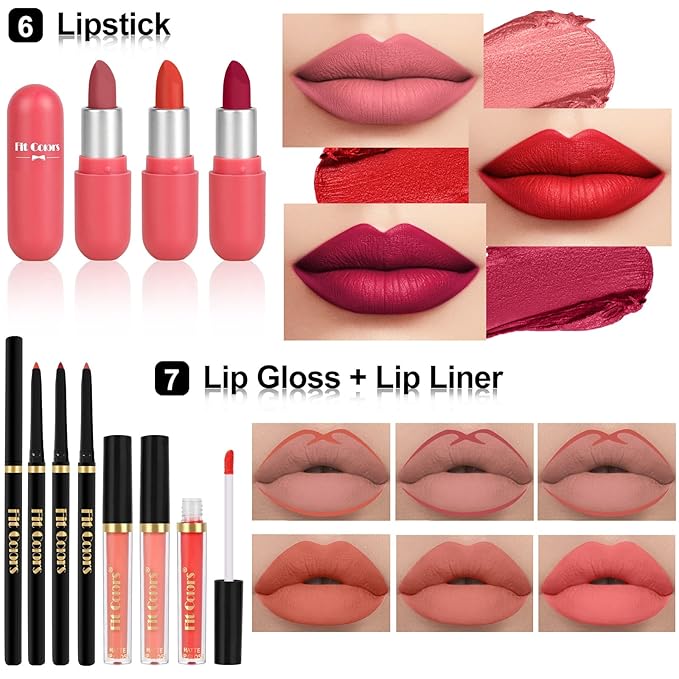 Fenshine Makeup Set,Make Up Starter Kit With Storage Bag Portable Travel Make Up Palette Eyeshadow Foundation Lip Gloss for Teenage & Adults (Type A)-BrightBean Baby