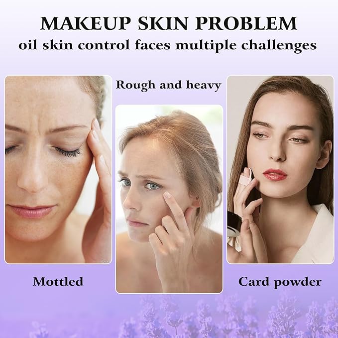 Chillab Lavender Matte Powder, Gel-like Formula Oil-Control Primer & Setting Powder, Polvos Compactos Matte Powder for Silky Blurring Oil Control-BrightBean Baby