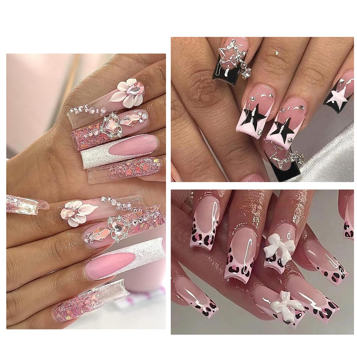 Barbiecore Nail Charms, Pink Gun Head Lip Heart Saturn Rhinestione Nail Art Charms Nail Jewelry Decorations Acrylic Nail Gems Accessories for Women Girl DIY Crafts Supplies-BrightBean Baby