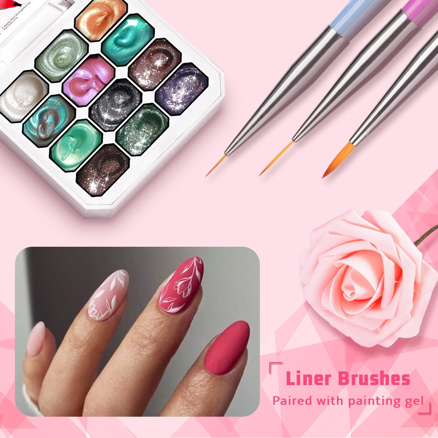 Sponge Pat Paint Nail Gel, Ombre Nails Gradient Gel Nail Blush Blooming Aura Nails Drawing Stripper Floral Painting DIY Nail Art, No Wipe, UV/LED Curing (12 Colors i)-BrightBean Baby