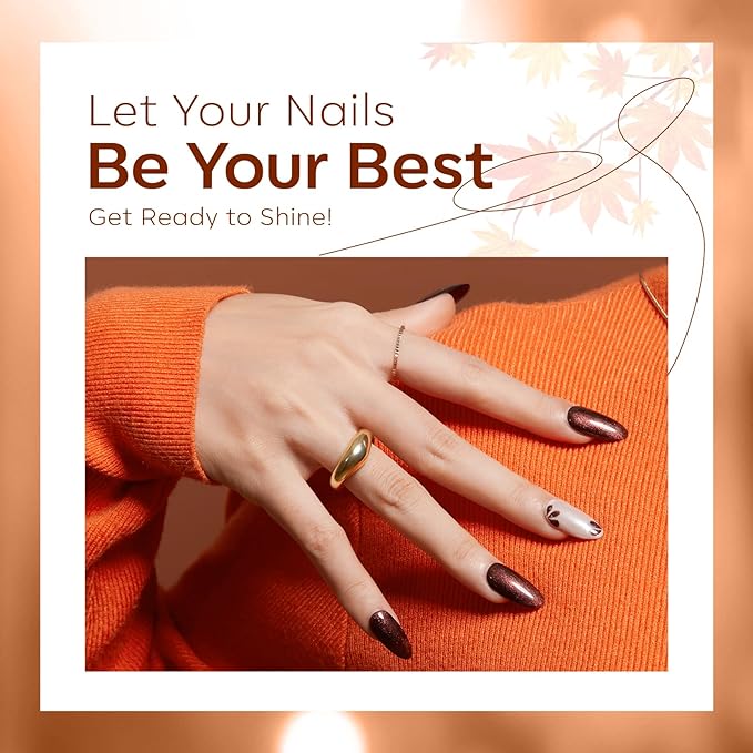 modelones Chameleon Gel Nail Polish Set, 6 Colors Fall Gel Polish Kit Glitter Shimmer Brown Orange Yellow Soak Off LED Nail Lamp Home Gift DIY Salon For Women Girl-BrightBean Baby