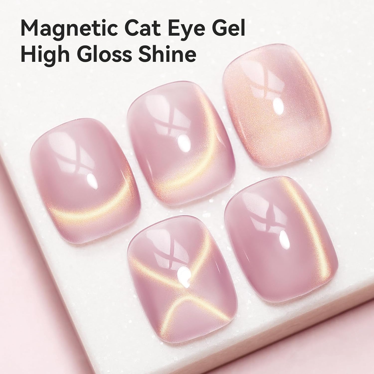 Cat Eye Gel Nail Polish Sheer Pink Glass Jelly Magnetic Nail Polish Gel Shimmer Glitter Gloss Shine Holographic Translucent Color For Nail Art Manicure DIY At Home 12ml-BrightBean Baby