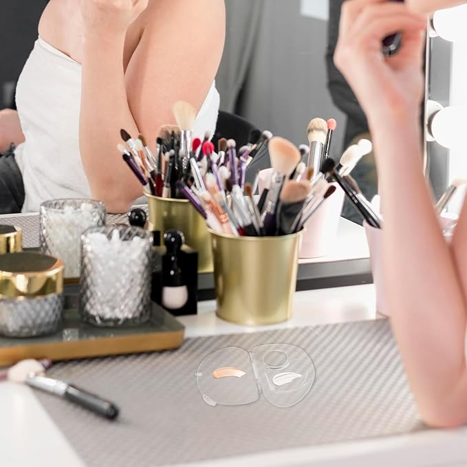 Makeup Mixing Palette, Handheld Foundation Mixing Palette with Foundation Spatula, 180 Degree Expansion Makeup Palette Tray for Makeup Artist and Beginner, Lipstick Eyeshadow Foundation Color Test-BrightBean Baby