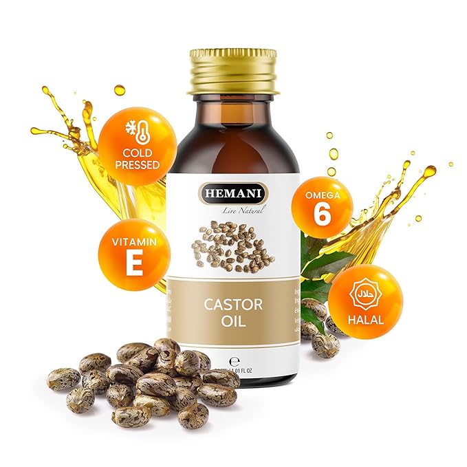 Hemani Castor Oil Ricinus communis - 30mL | Natural Skin & Hair Care, Pure Cold-Pressed Oil for Radiant Glow, Anti-Aging, Hydration & Wellness.-BrightBean Baby