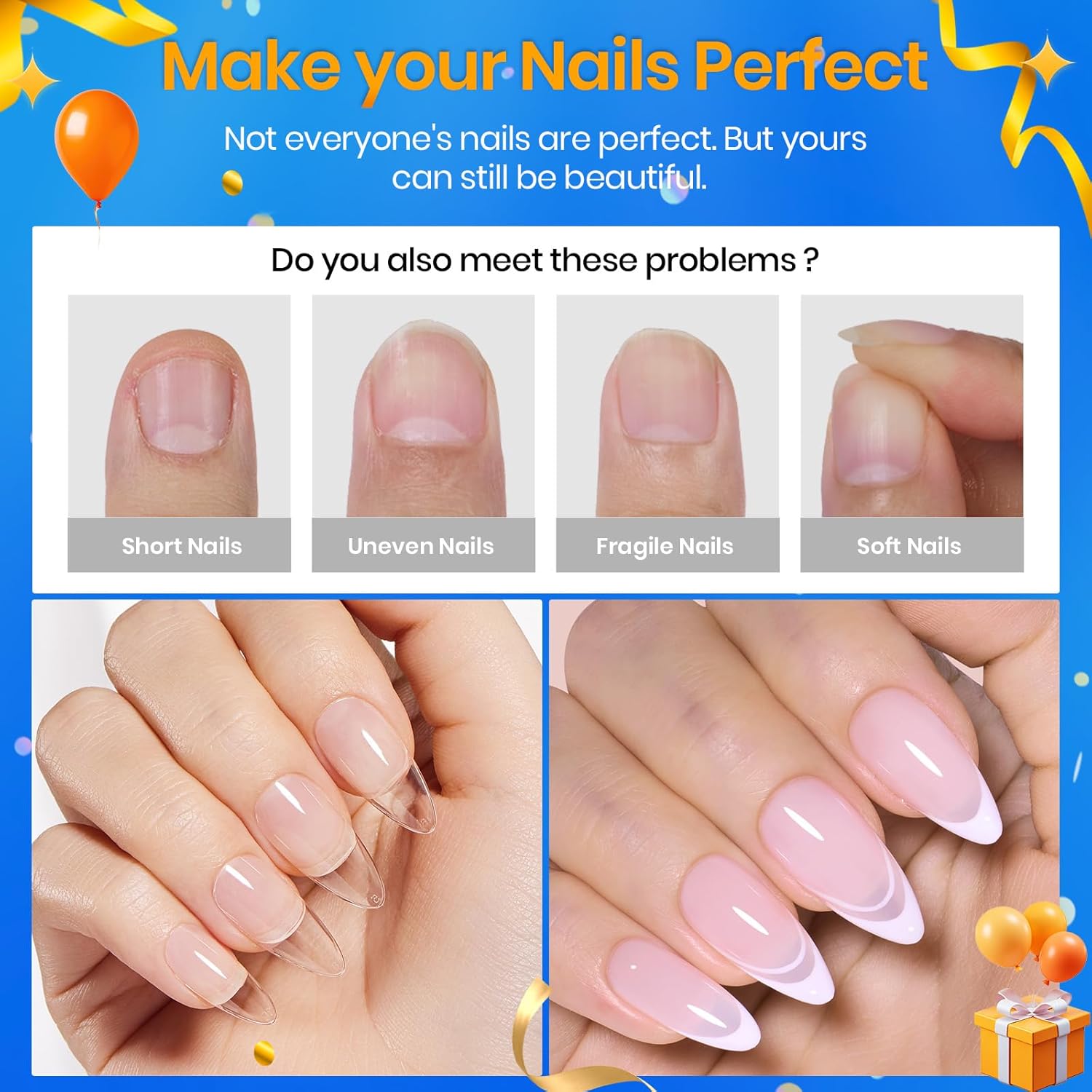 Beetles Medium Almond Nail Tips 576pcs 12 Sizes, Pre-Etched Soft Gel Nail Tips Half Matte Full Cover False Nail Tips Clear Acrylic Nails Glue on Nails DIY Nail Extension Gift for Women-BrightBean Baby