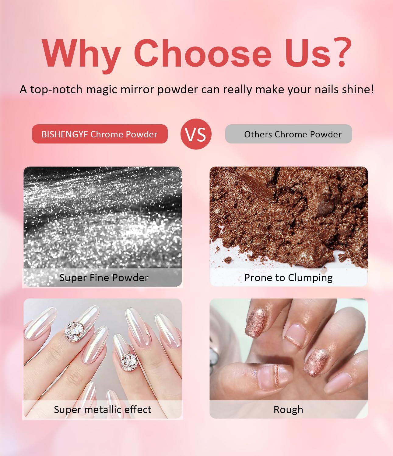 Pearl Chrome Nail Powder BISHENGYF -【Mirror Shinny Effect】 Magic Mirror Silver Chrome Nail Powder Aurora Mermaid Iridescent White Pearl Clear Nail Chrome Powder Pigment Glitter Dust for Manicure DIY-BrightBean Baby