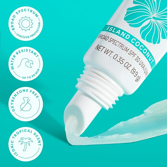 Hawaiian Tropic Lip Sunscreen SPF 30, Island Coconut | SPF Lip Balm, Beach Essentials, Travel Size Sunscreen for Lips, 0.3oz-BrightBean Baby