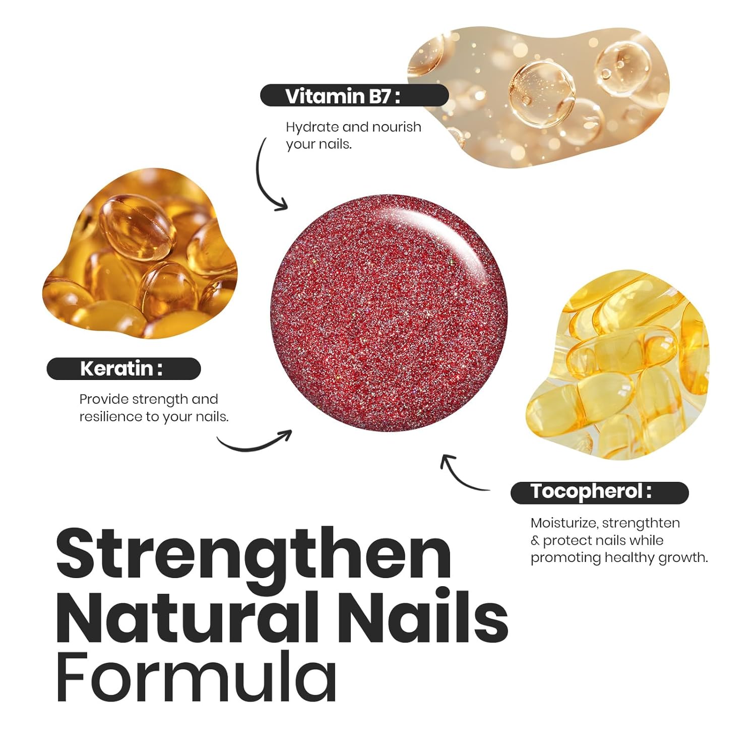 Beetles Glitter Nail Polish Set, 6 Color Silver Pink Gold Red Brown Black Quick Air Dry Nail Polish Natural Elegant Nail Lacquer Manicure DIY Nail Art Salon Gifts For Women-BrightBean Baby