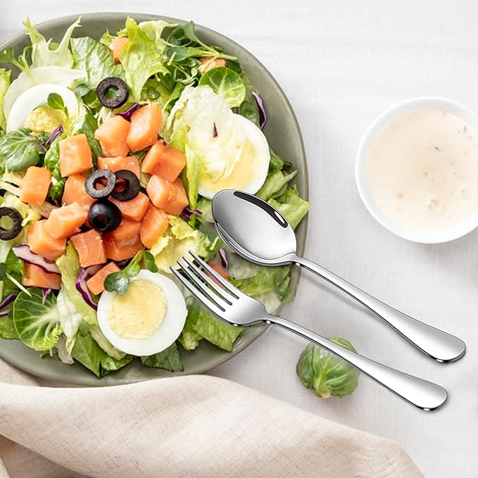 SANTUO 16 Piece Stainless Steel Dinner Spoons Set, 7.3" Silverware Set, Table Soup Spoons, Mirror Finish & Dishwasher Safe