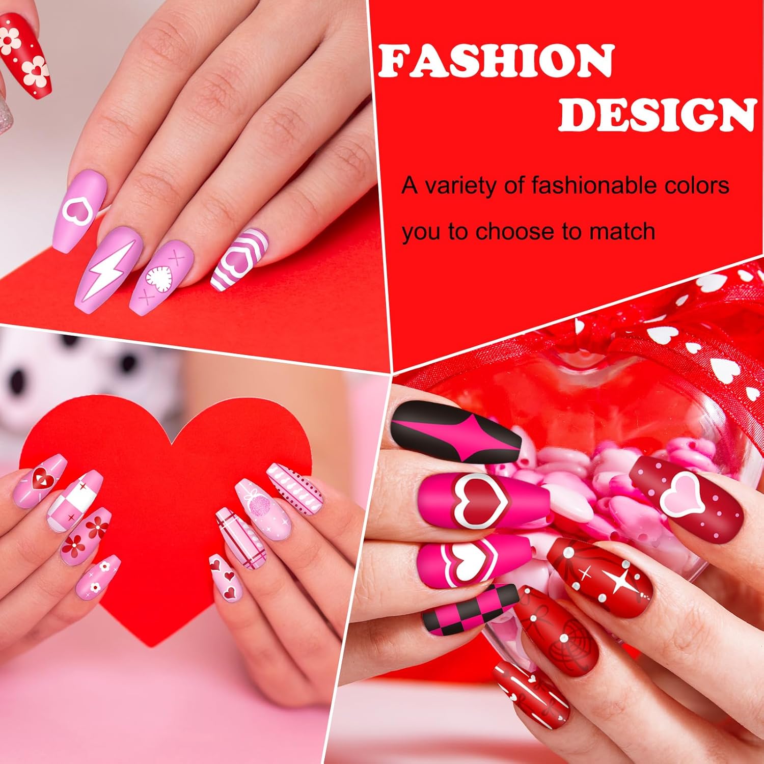 Whaline 6Pcs Happy Valentine Nail Plates Stamping Set Love Heart Stamp Templates Nail Art Plates for DIY Print Manicure Salon Design-BrightBean Baby