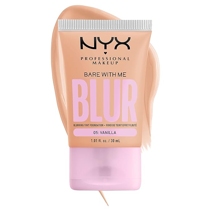 NYX PROFESSIONAL MAKEUP Bare With Me Blur Skin Tint Foundation Make Up with Matcha, Glycerin & Niacinamide - Vanilla-BrightBean Baby
