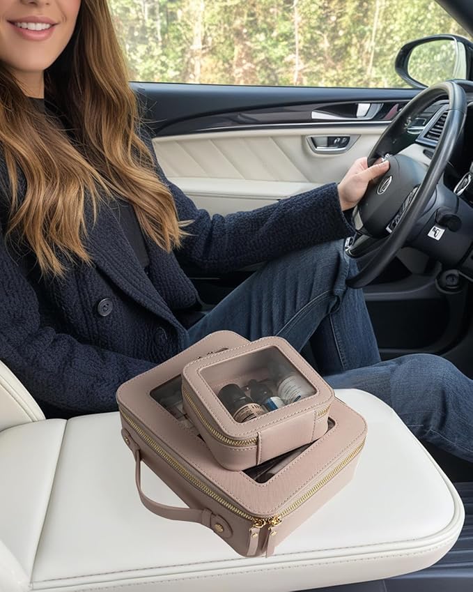 Clear Makeup Bag Small, TSA Approved Portable Toiletry Bag with Zipper Cosmetic Travel Bag Makeup Organizer Case Mini Makeup Pouch for Purse Car Organizer Bag for Women Men-BrightBean Baby