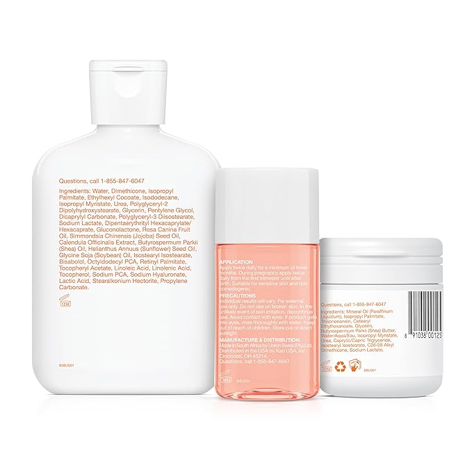 Bio-Oil Skincare Set, Trial Kit for Scars, Stretchmarks, and Dry Skin, 3 Pc Travel Size Kit Includes Skin Care Oil, Dry Skin Gel, and Body Lotion, use for Scars, Pregnancy Stretch Marks, and Dry Skin-BrightBean Baby