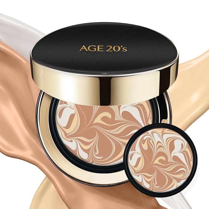 AGE20'S Signature Essence Pact SPF 50+ | Pack of 2 | 23 Medium Beige | Cream Foundation, Dewy Finish, Natural Coverage | Korean Cushion Foundation-BrightBean Baby