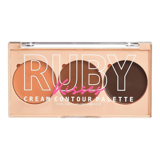 Ruby Kisses Contour Palette 3-in-1 Contour, Conceal, Highlight All-In-One Mini Palette, Long-Lasting, Easy to Blend Cream Contour Palette for Oily and Dry Skin (Tan To Dark)