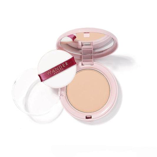 Wander Beauty Wanderlust Powder Foundation - Fair Light - Blurs & Evens Skin Tone - Perfects & Hydrates With Hyaluronic Acid, Aloe, Honeysuckle, & Vitamin E - Lightweight, Buildable Coverage - 0.31 oz-BrightBean Baby