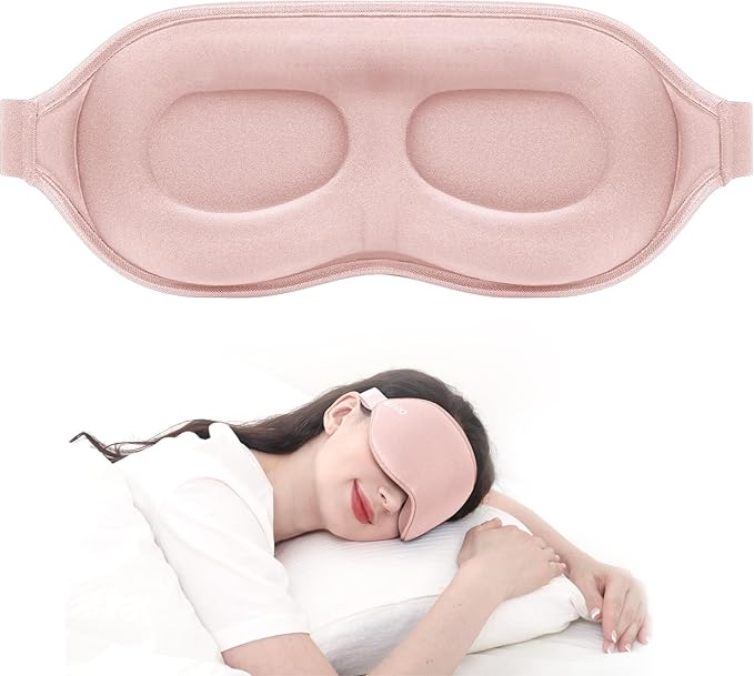 MZOO Luxury Sleep Mask for Back, Side Sleeper, Complete Light Blocking Sleeping Eye Mask Night Blindfold, 3D Zero Pressure & Spacious for Lash Extensions, Breathable Soft Eye Cover Flight Nap Travel-BrightBean Baby
