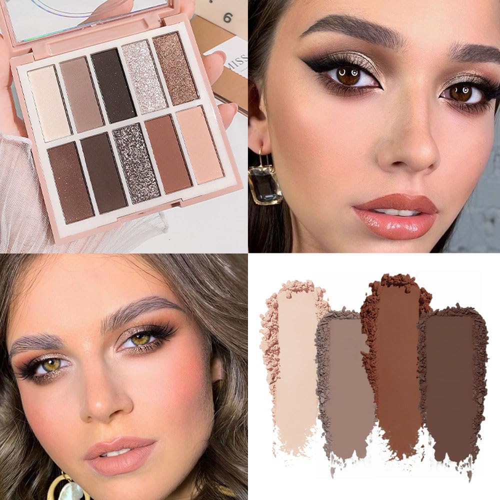 Neutral Nude Eye Shadow Palette,Matte Brown Bronze Naked Cream Eyeshadow Palette,Make Up Pallets for Women Natural Eyeshadows for Eyes Long Lasting Naturing-Looking-BrightBean Baby