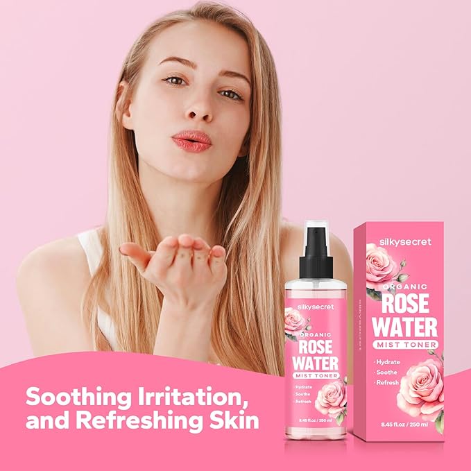 Organic Rose Water Spray (8.45 Fl Oz), Rosewater Spray for Face & Hair, Rose Water for Skin Care-BrightBean Baby